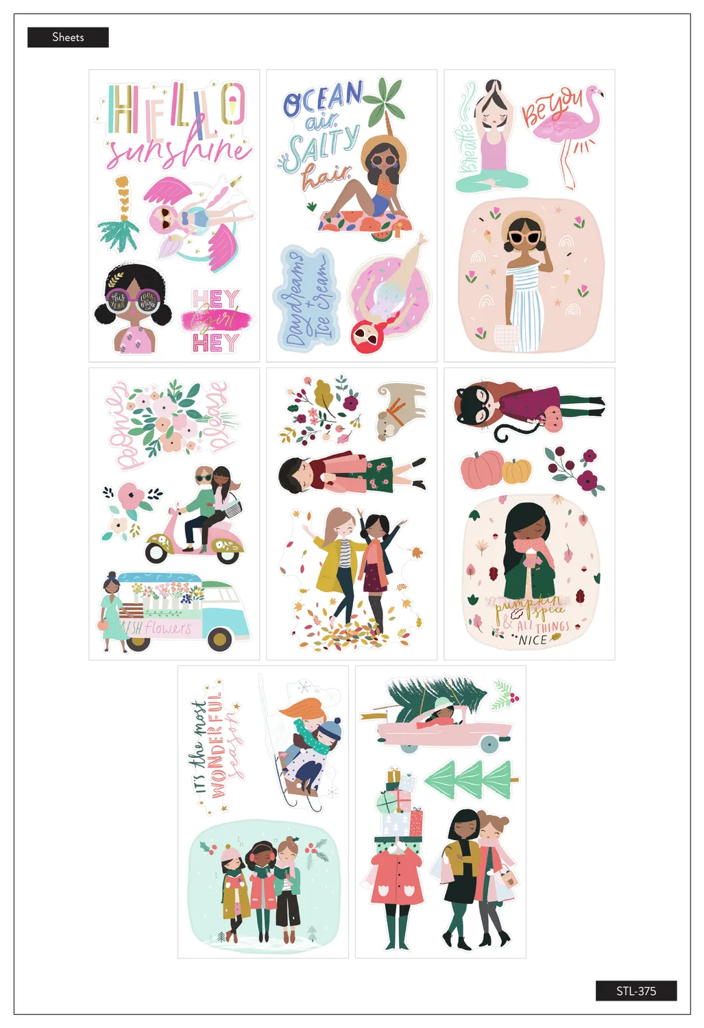 Happy Planner Squad Goals Seasons stickers 8 feuilles