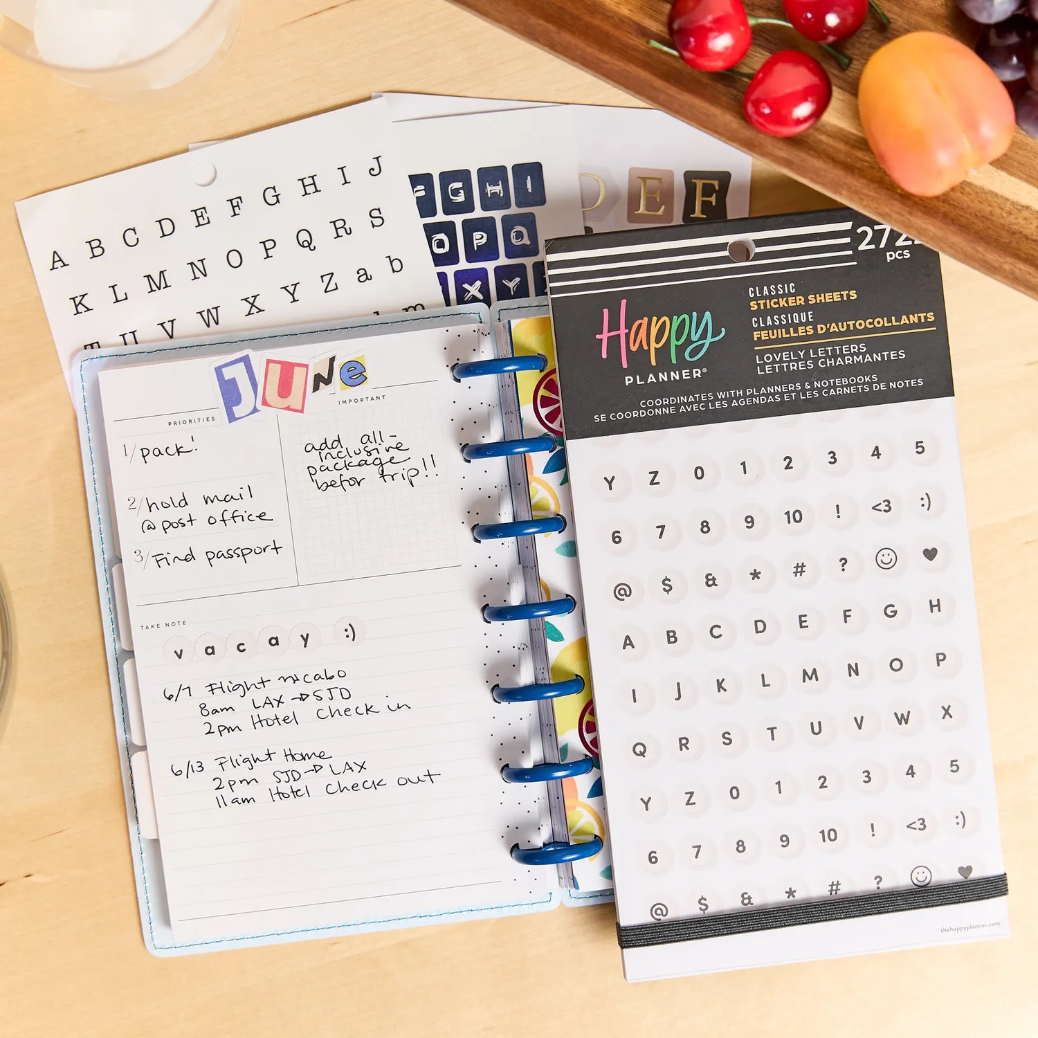 Happy Planner Lovely Letters stickers alphabet 30 planches