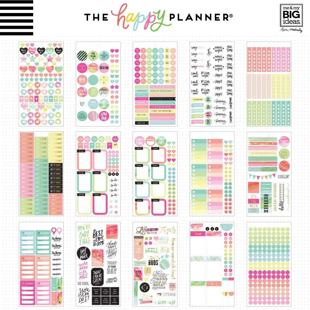 Happy Planner Watercolor stickers aquarelle doré 1078