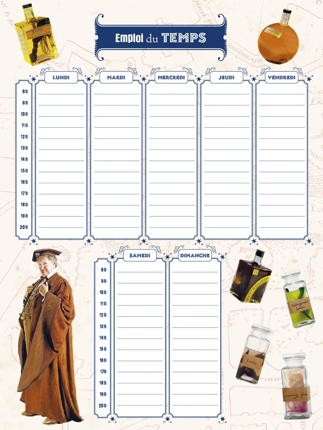 Frigobloc Mensuel 2024 Harry Potter calendrier familial 16 mois
