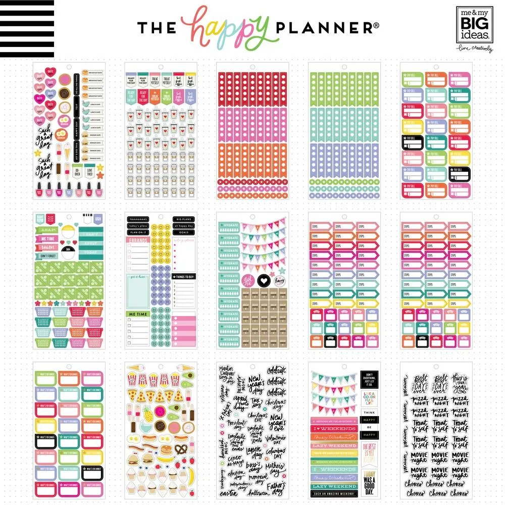 Happy Planner Planner Basics autocollants classic x1829 dorés