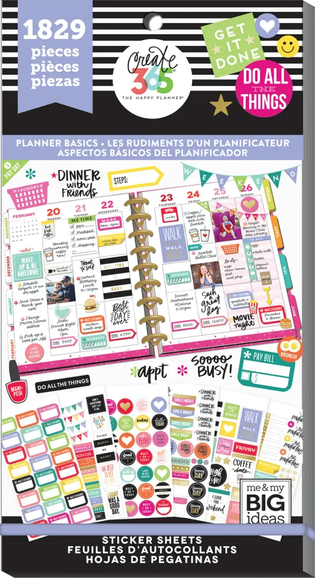 Happy Planner Planner Basics autocollants classic x1829 dorés