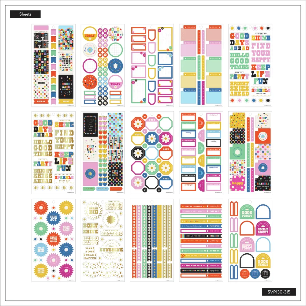 Happy Planner Bright Pops stickers 890 autocollants Classic