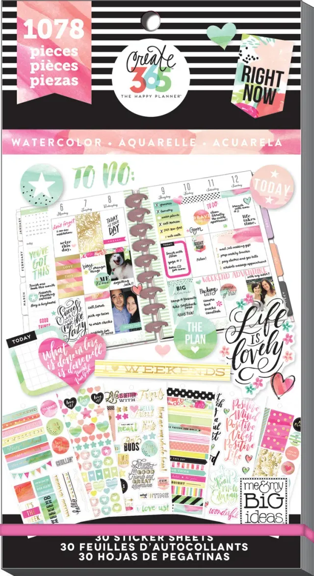 Happy Planner Watercolor stickers aquarelle doré 1078