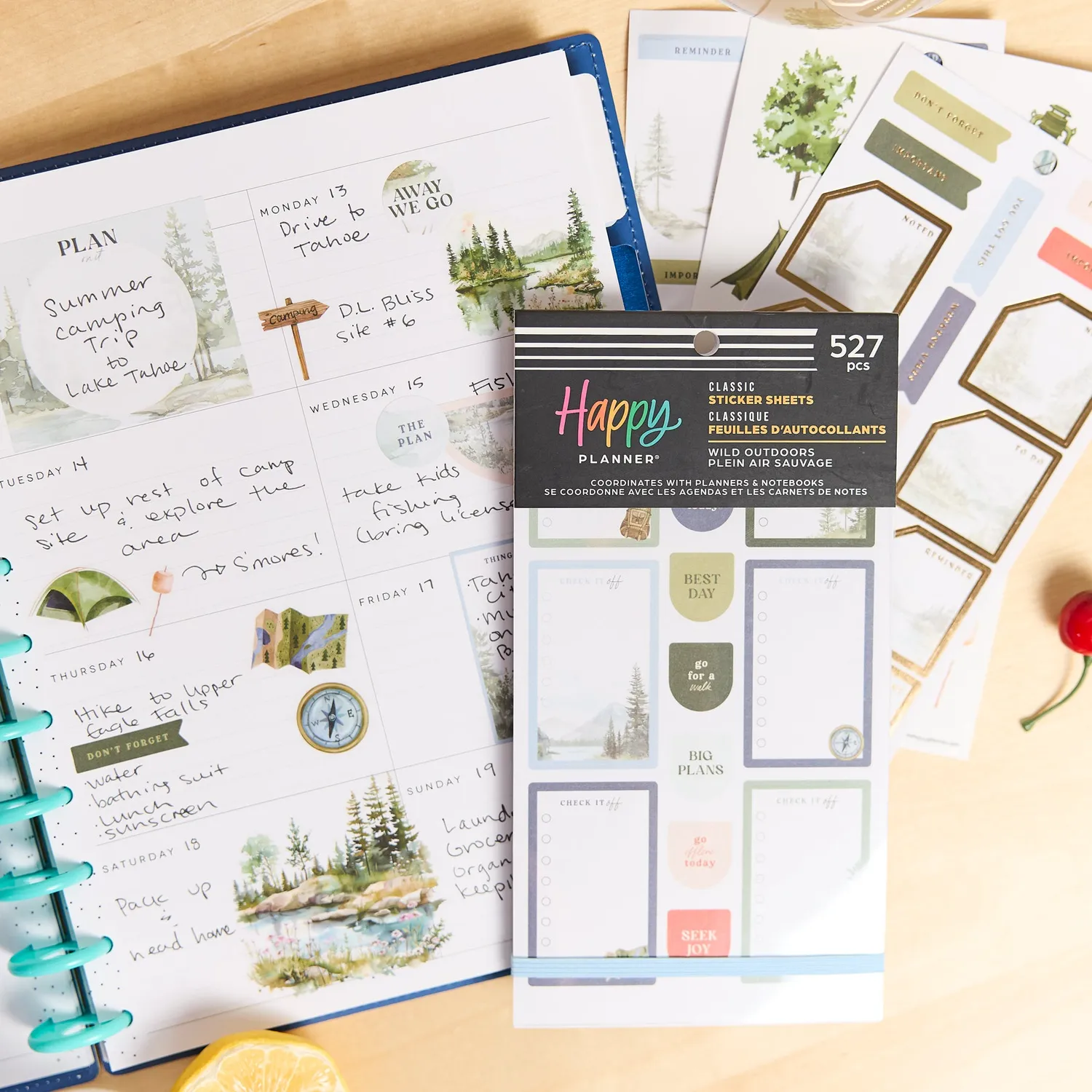 Happy Planner Wild Outdoors stickers agenda 30 planches nature