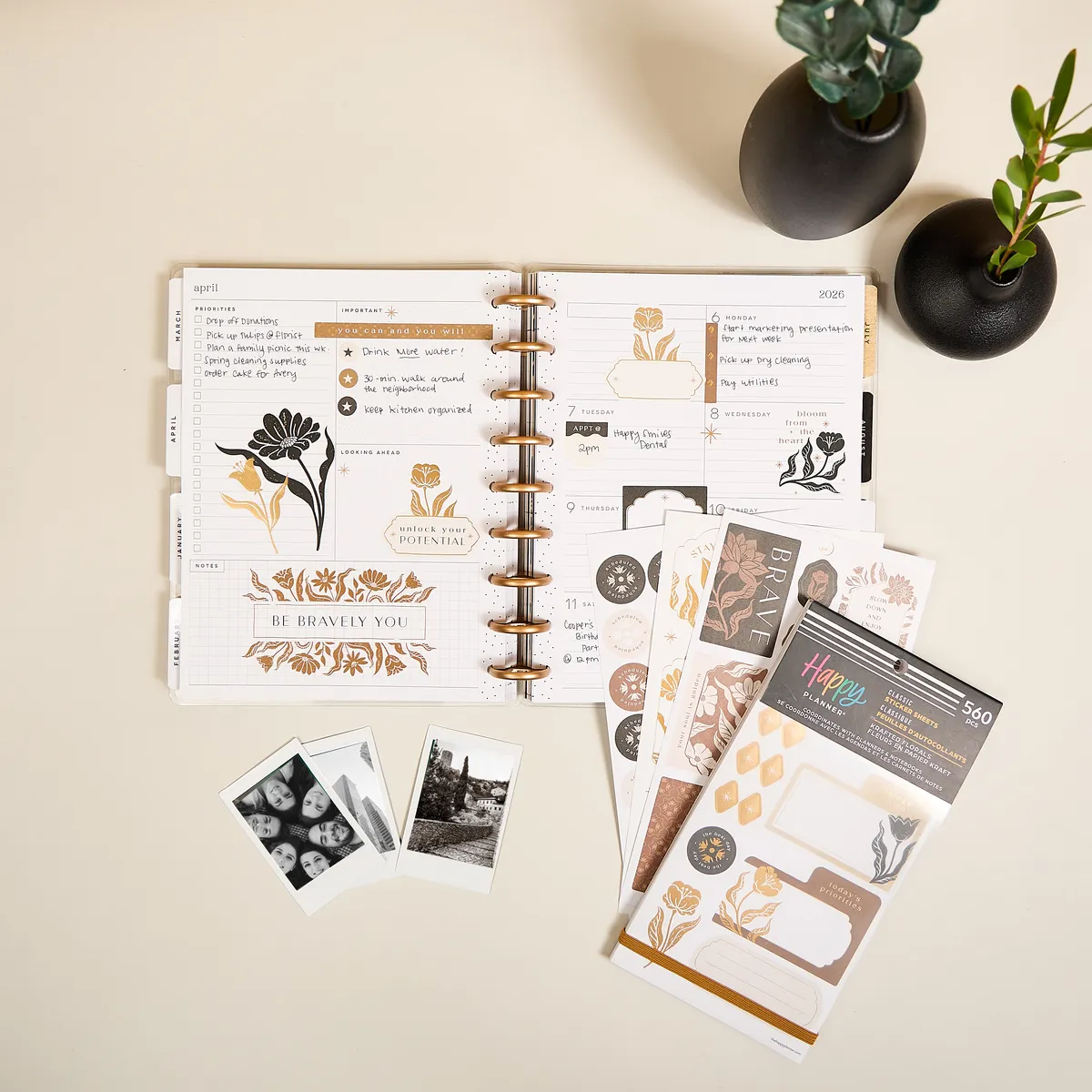 Happy Planner Krafted Florals lot autocollants 560 stickers