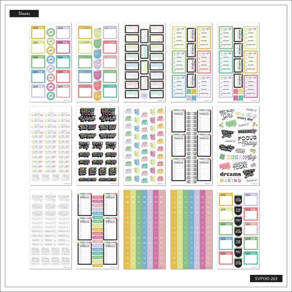 Happy Planner Bright Budget stickers budget 994 pièces 30 feuilles