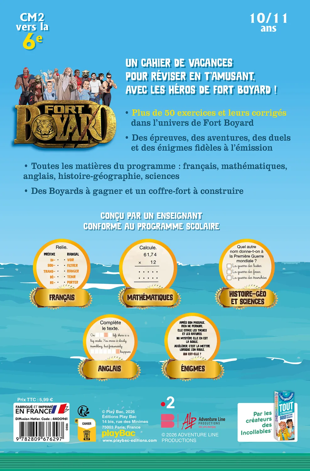 Frigobloc Incollables Fort Boyard cahier vacances CM2-6e 2026