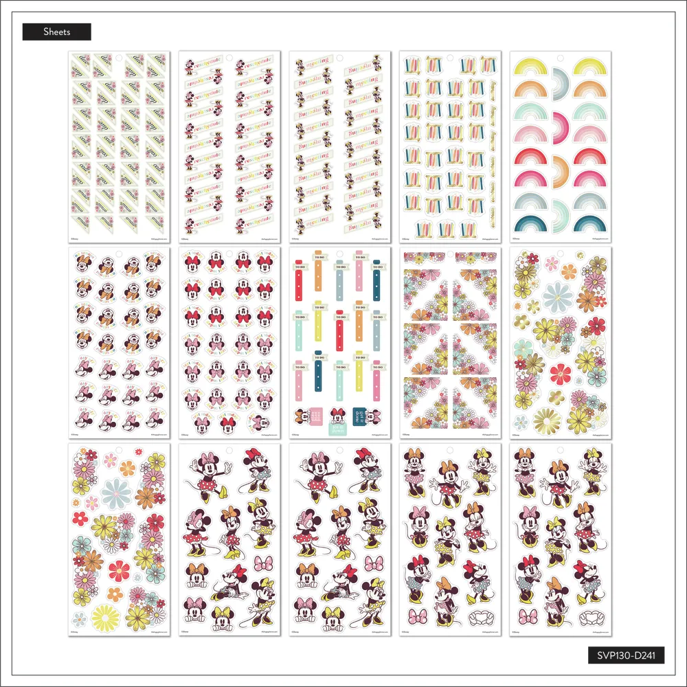 Happy Planner Disney Minnie Teacher stickers Big 515 arc-en-ciel
