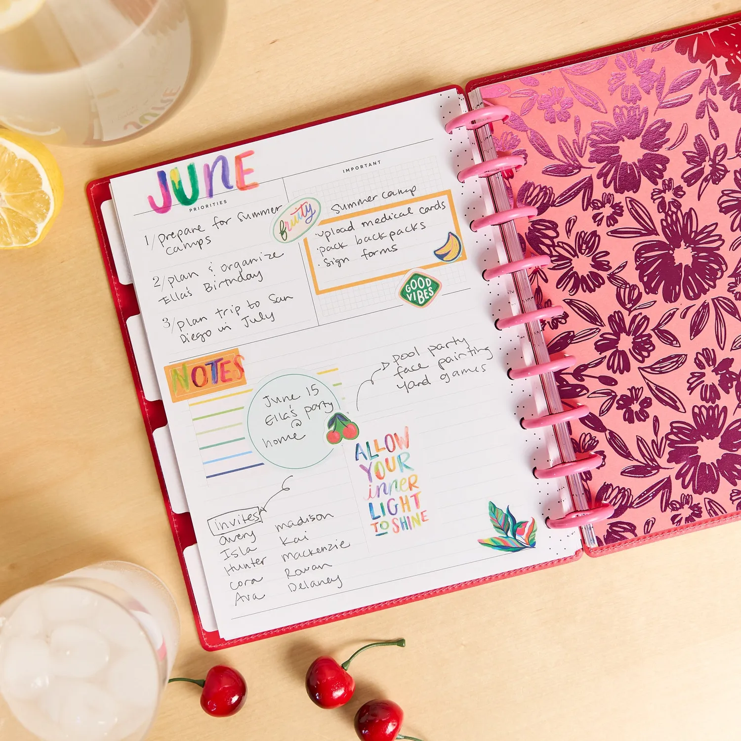 Happy Planner Sunshine Splash agenda Classic dashboard non daté