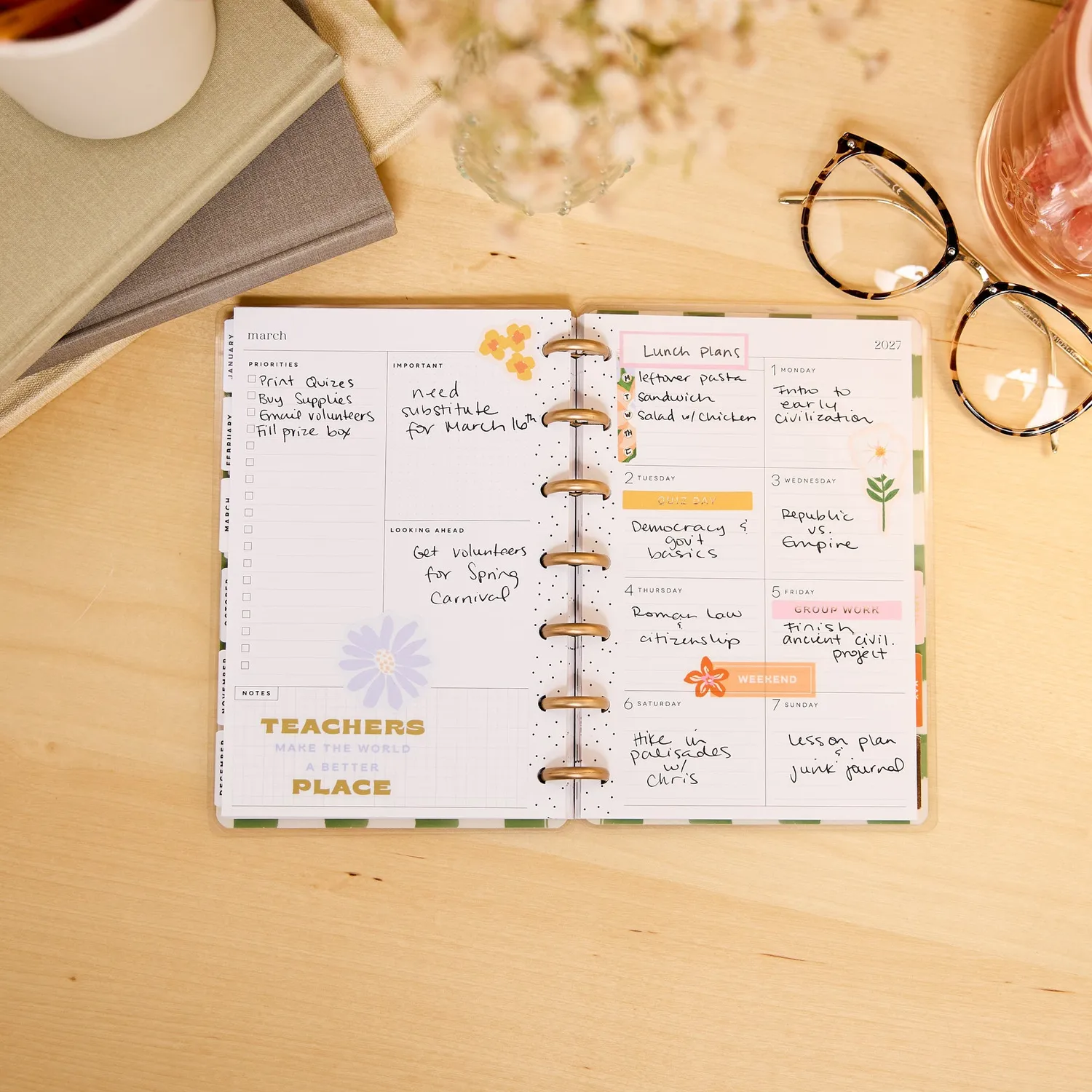 Happy Planner Blossom Bright agenda Mini dashboard 12 mois fleuri