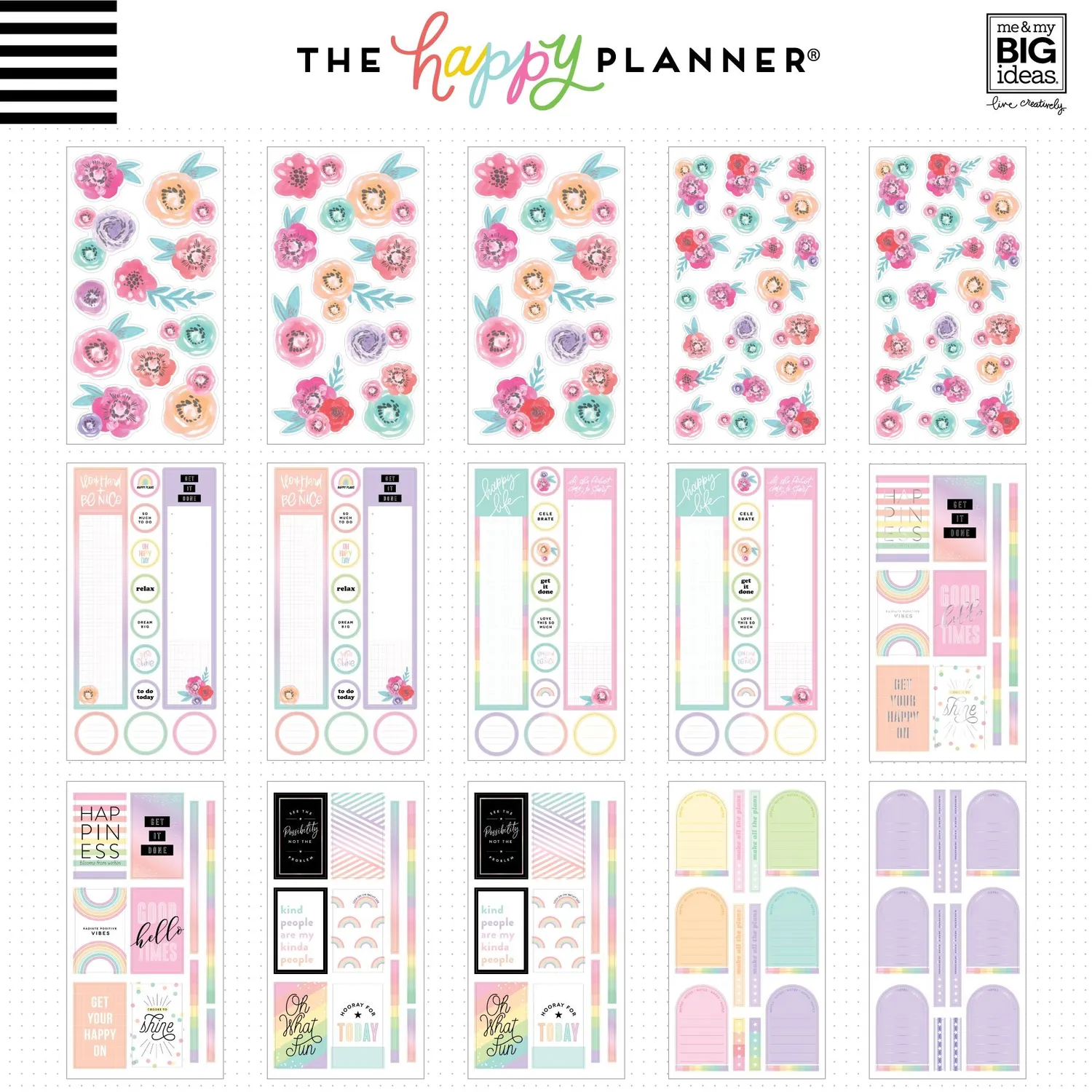 Happy Planner Value Pack stickers Pastels 100 feuilles