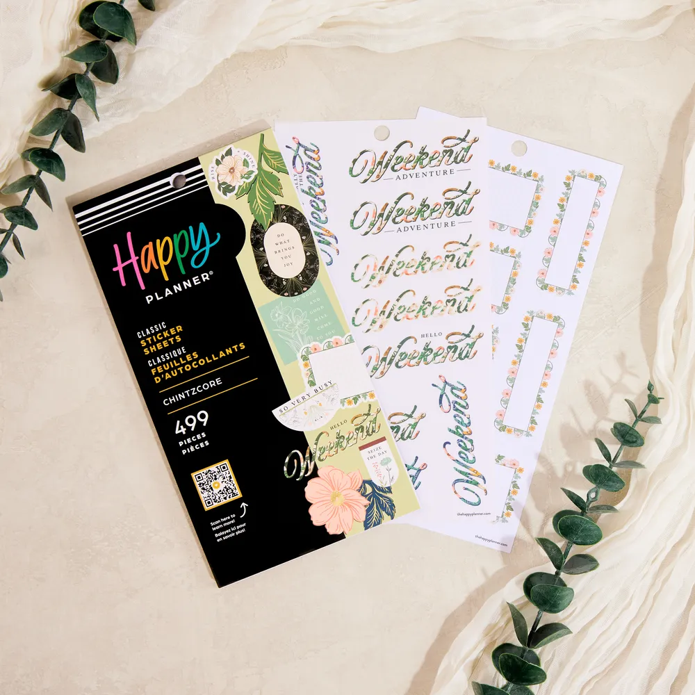Happy Planner Chintzcore Flowers autocollants 30 feuilles 499 pièces