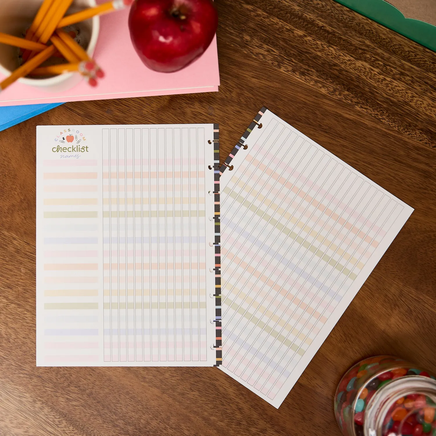 Happy Planner School Doodles Classic Teacher Checklist recharge 40 feuilles
