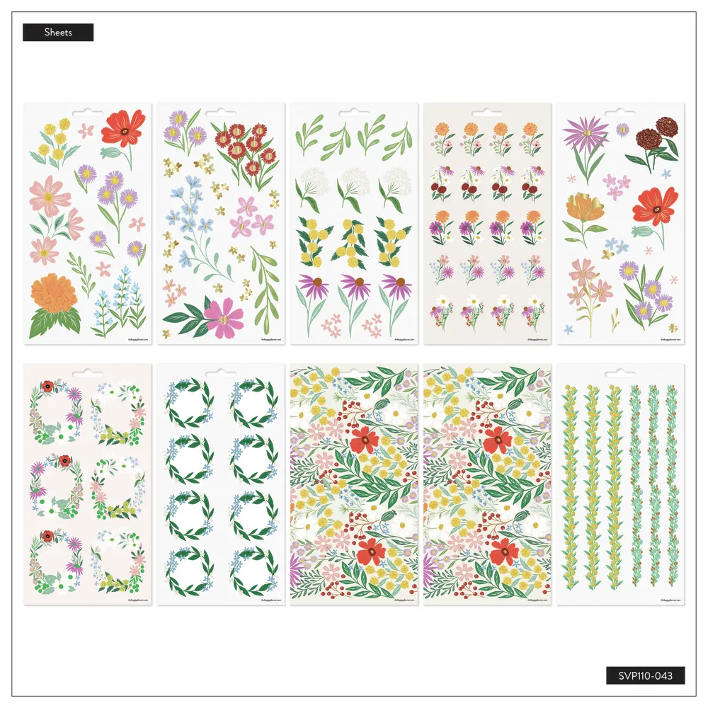 Happy Planner Blooming Bouquet stickers 10 feuilles florales