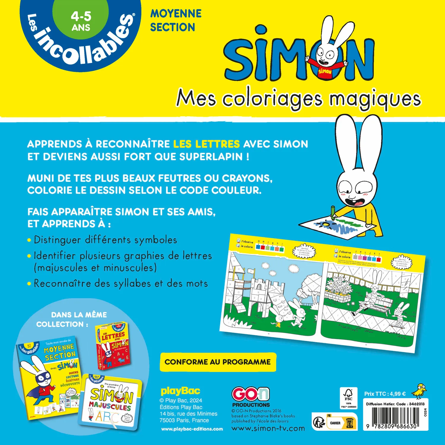 Frigobloc Les Incollables Mes coloriages magiques Simon lettres MS