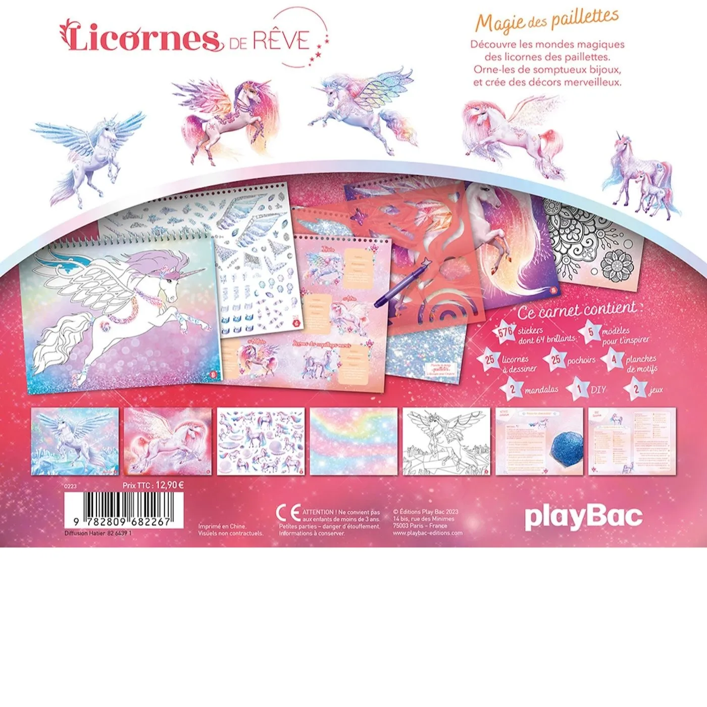 Licornes de rêve Carnet créatif stickers paillettes nouvelle édition
