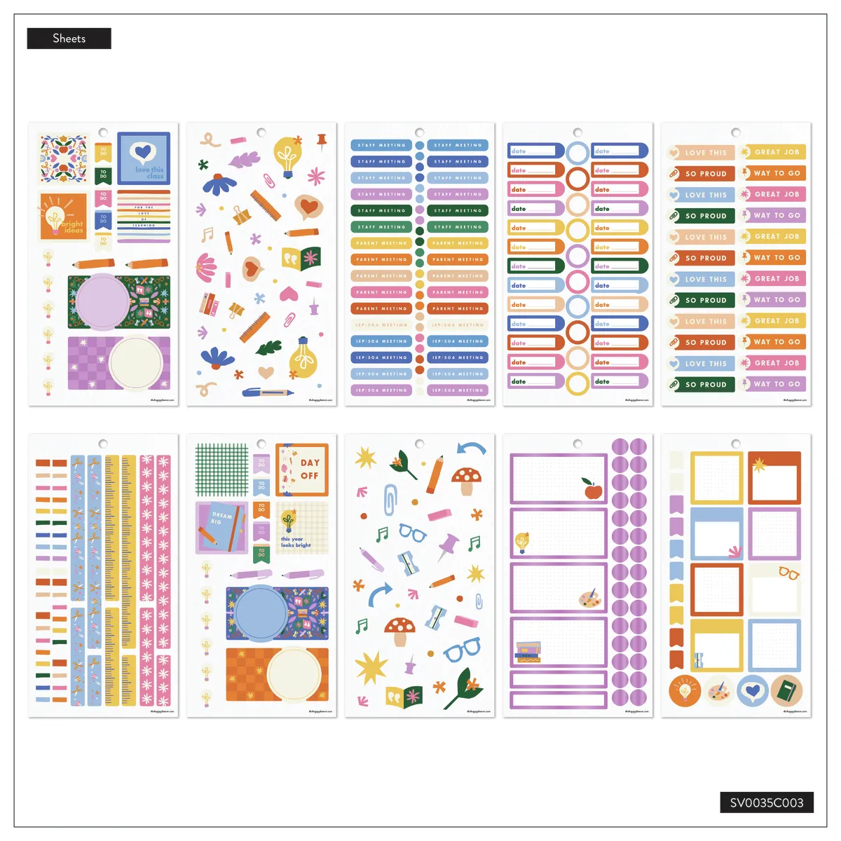 Happy Planner Heart Work Teacher stickers value pack 813