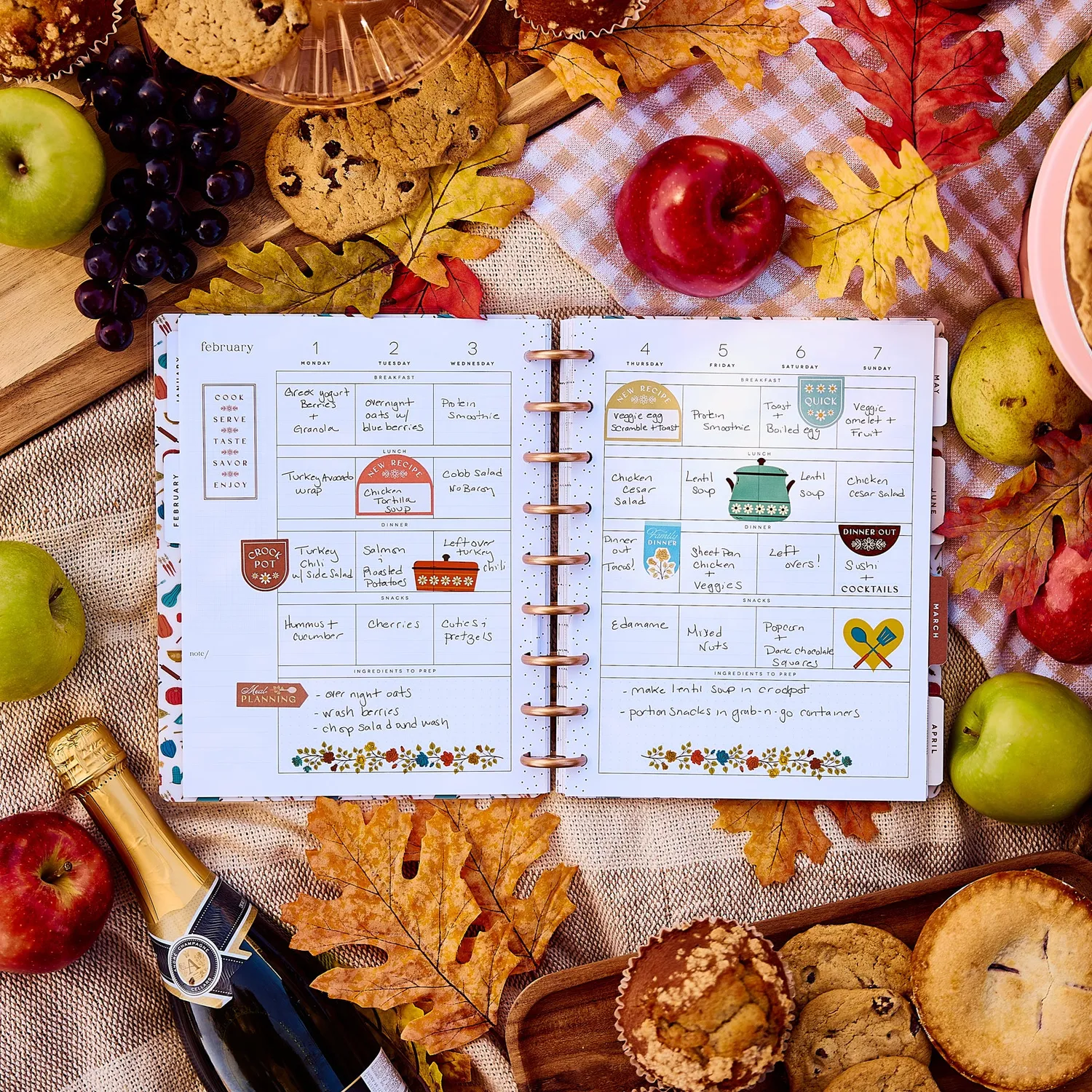 Happy Planner Fall Picnic agenda menus 2027 Classic 12 mois