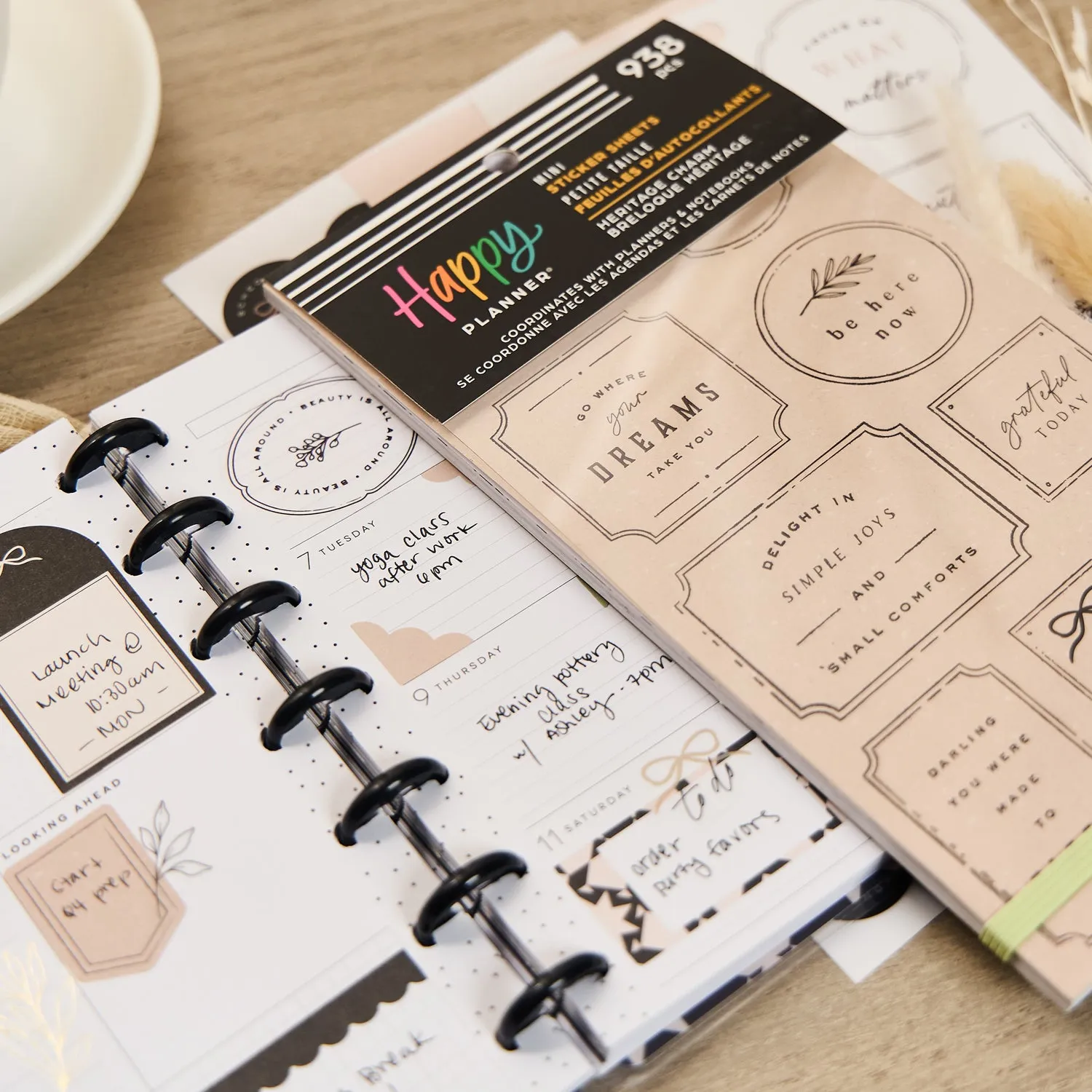 Happy Planner Heritage Charm mini stickers 938 pièces vintage