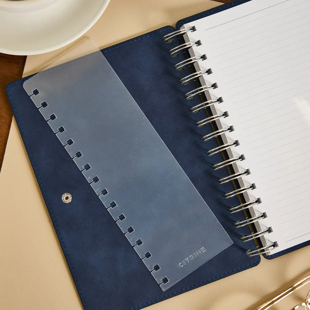 Citrine Navy carnet spirale A5 pointillé ligné rechargeable