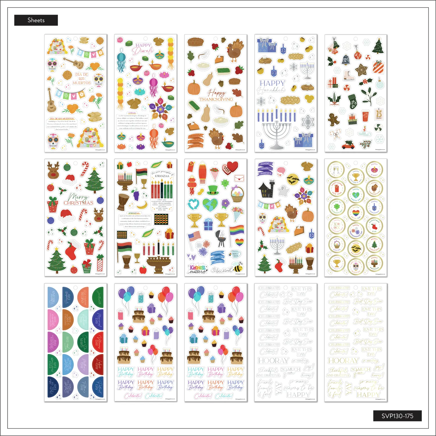 Happy Planner Essential Holidays stickers 30 pages 513