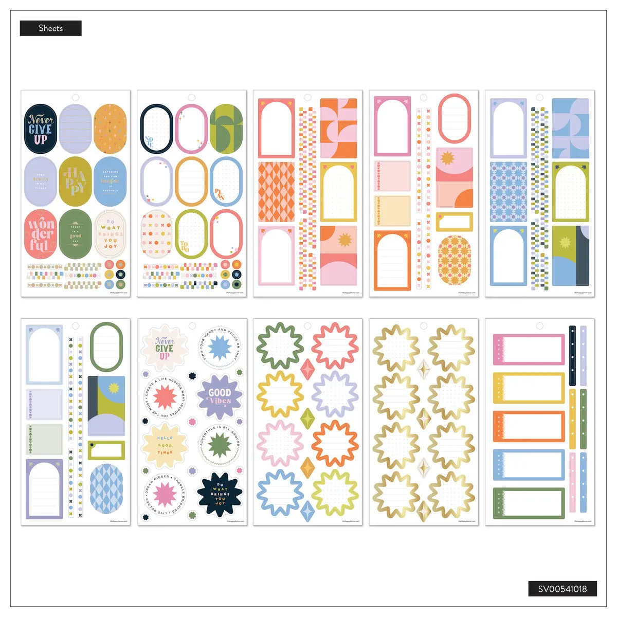 Happy Planner Pop Splash stickers Classic 715 pièces colorés