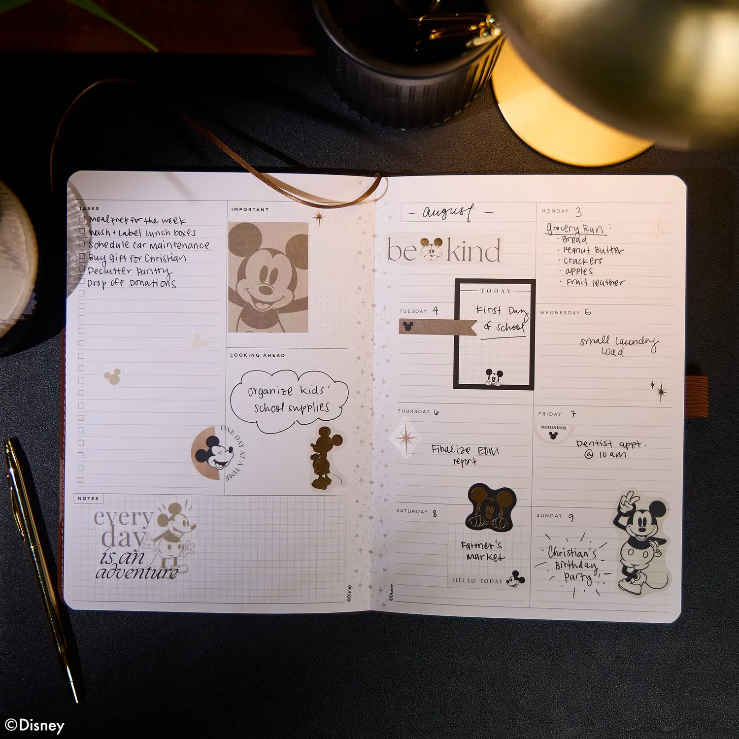 Happy Planner Disney Mickey agenda non daté Small Espresso 12 mois