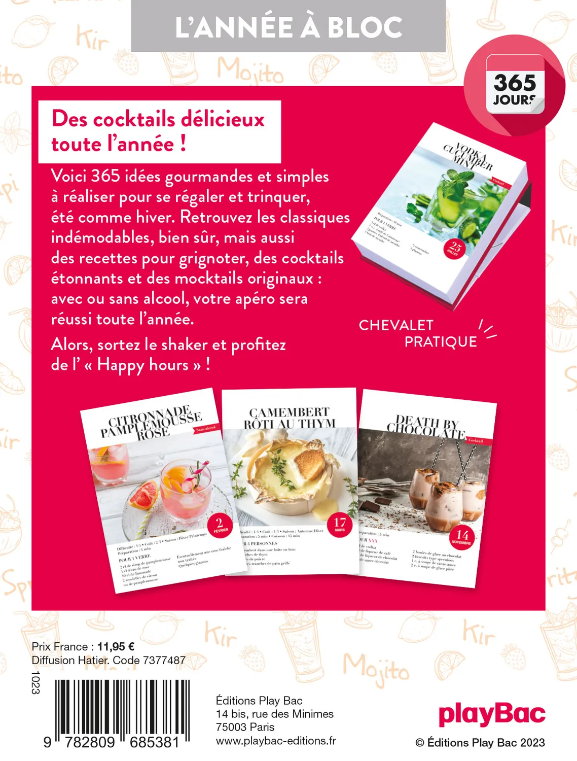 Frigobloc Cocktails et apéros 365 jours calendrier à bloc