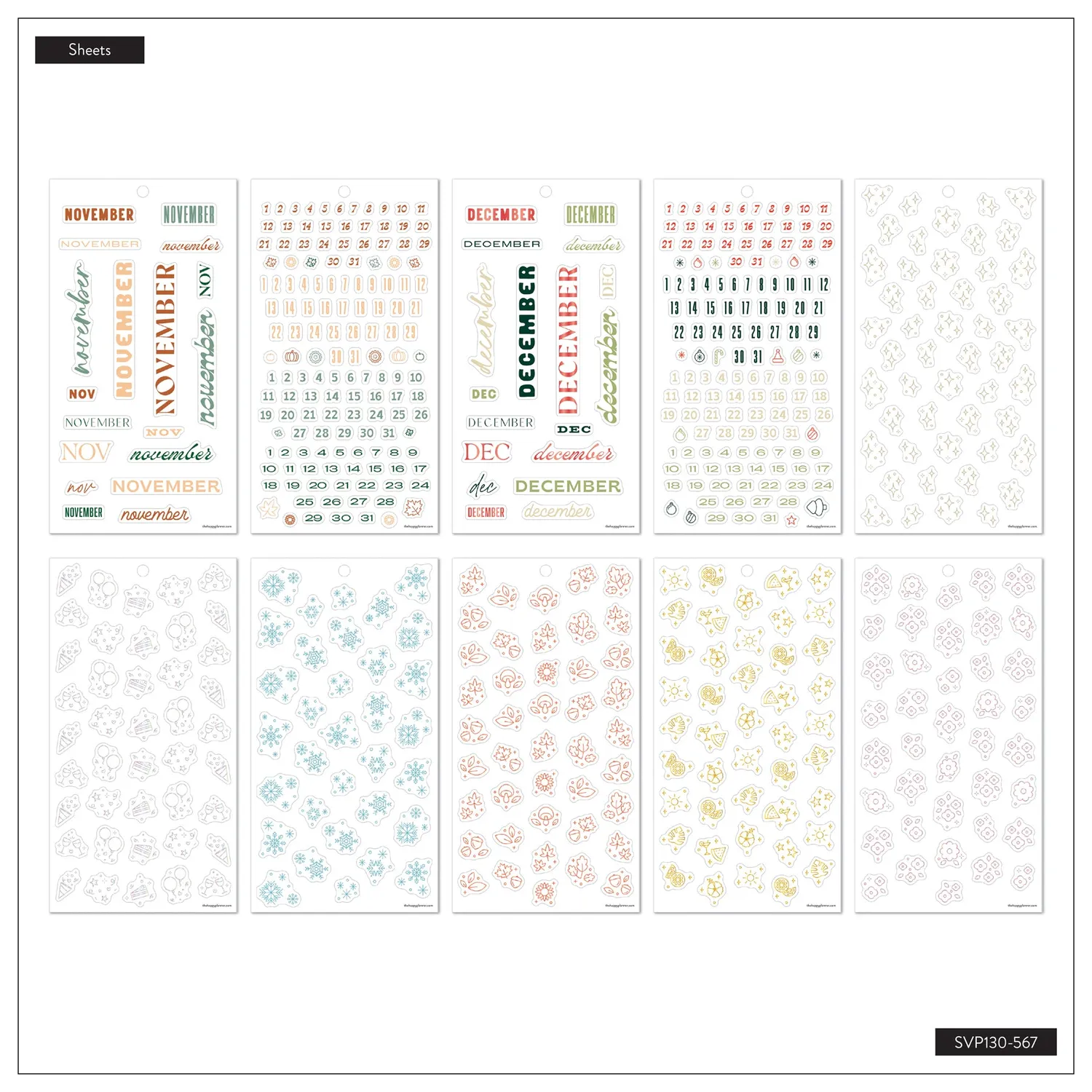 Happy Planner Essential Year carnet stickers 30 planches pastel