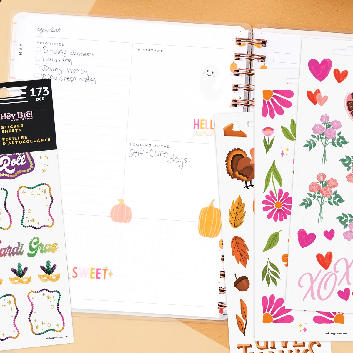 Happy Planner Seasons of Joy stickers saisonniers 8 planches