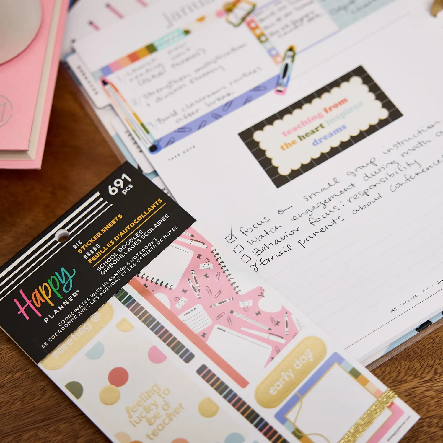 Happy Planner School Doodles stickers Big 30 feuilles rentrée