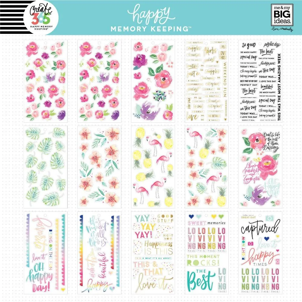 Happy Planner Floral Memories BIG stickers 578 pièces aquarelle