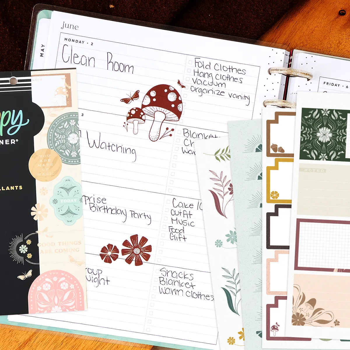 Happy Planner Woodland Whispers carnet stickers Classic 557 nature