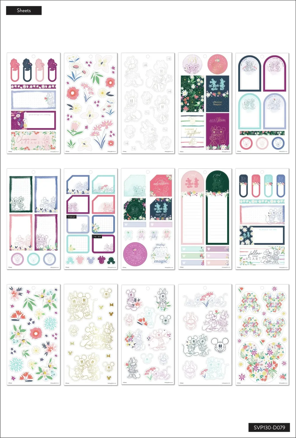 Happy Planner Disney Mickey Minnie Floral stickers 329 pièces