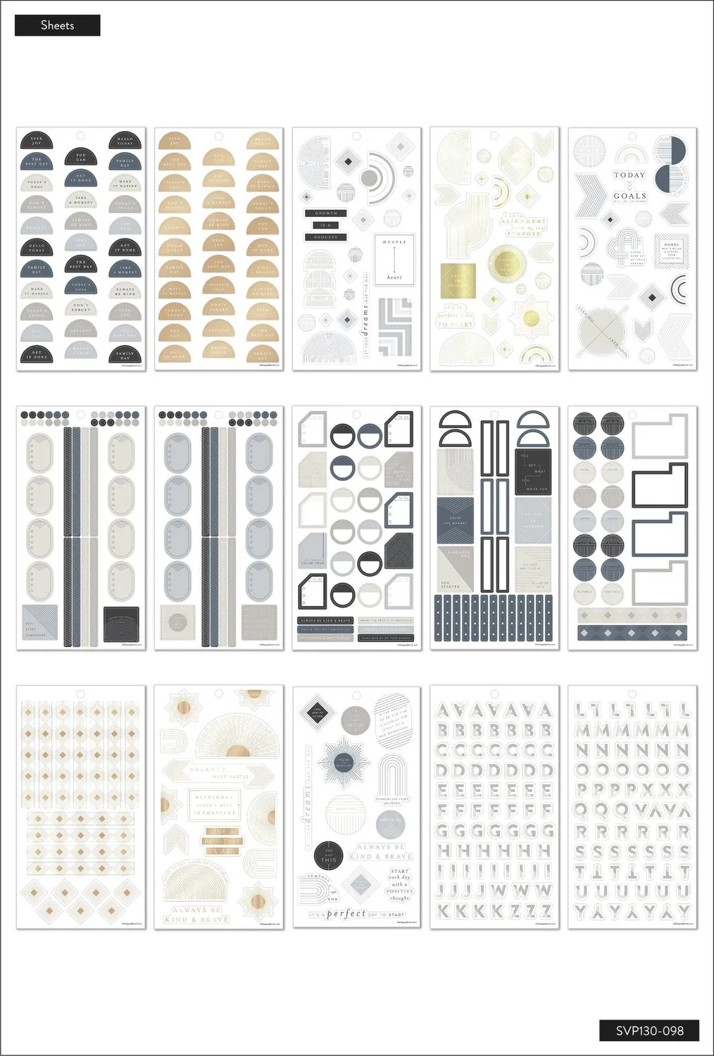 Happy Planner Align stickers Mini 30 planches 1096 pièces