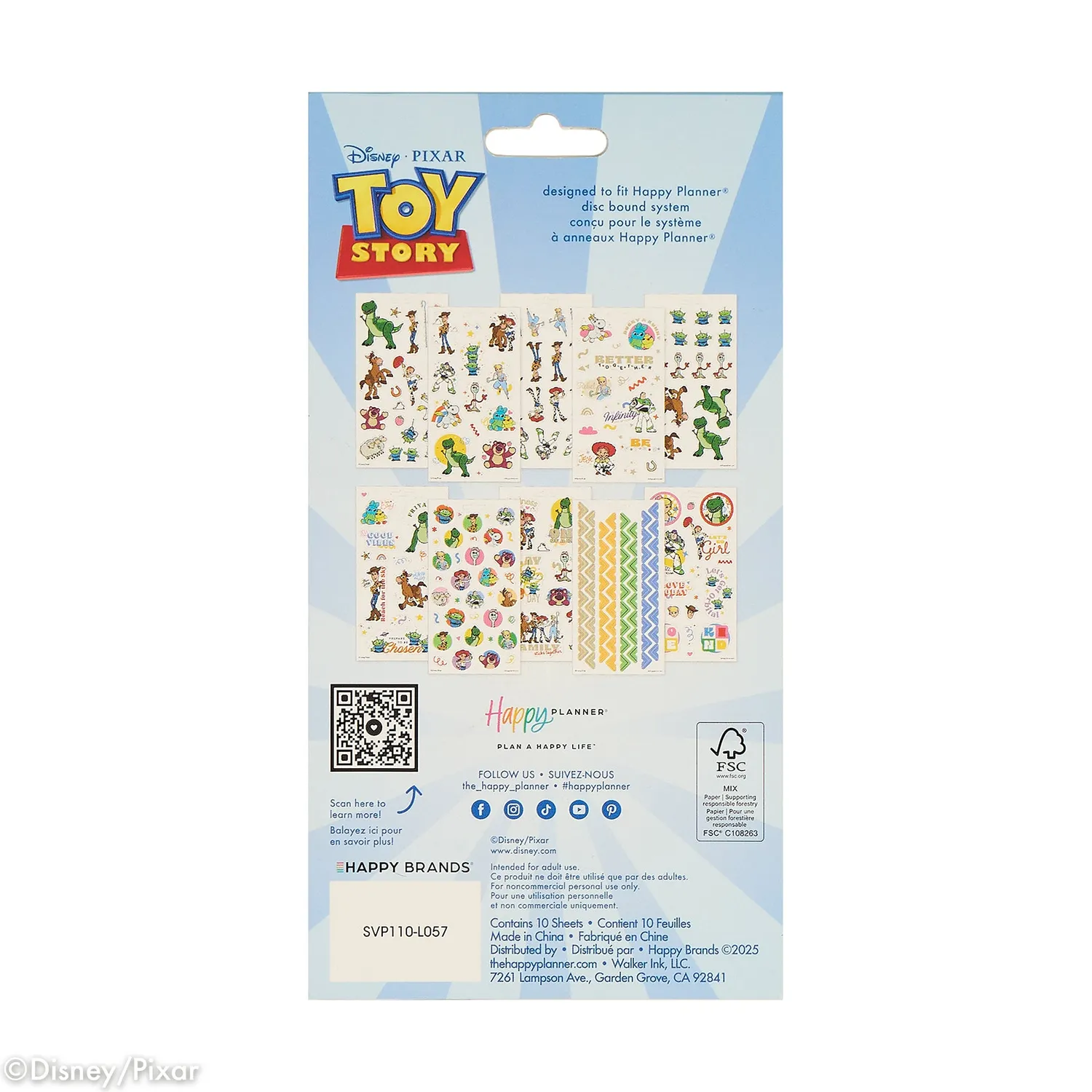 Happy Planner Toy Story Friends planches stickers 10 feuilles