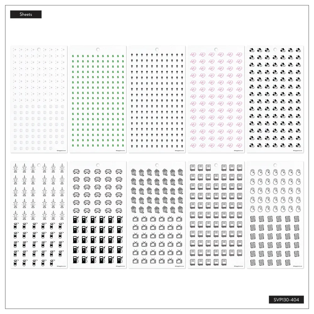 Happy Planner Everyday Neutral Icons stickers icônes neutres 2429