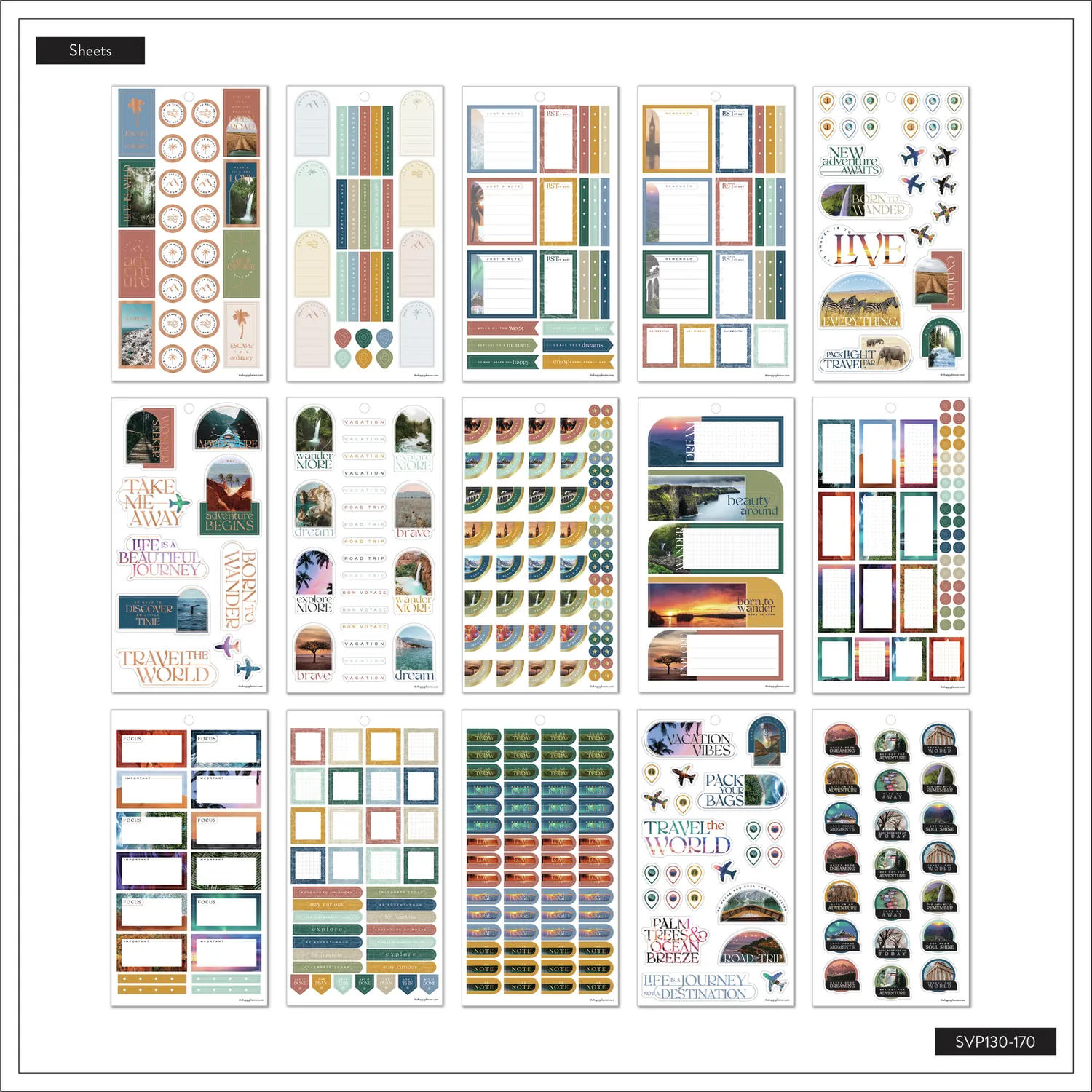 Happy Planner Getaway Vibes stickers Mini 806 pièces