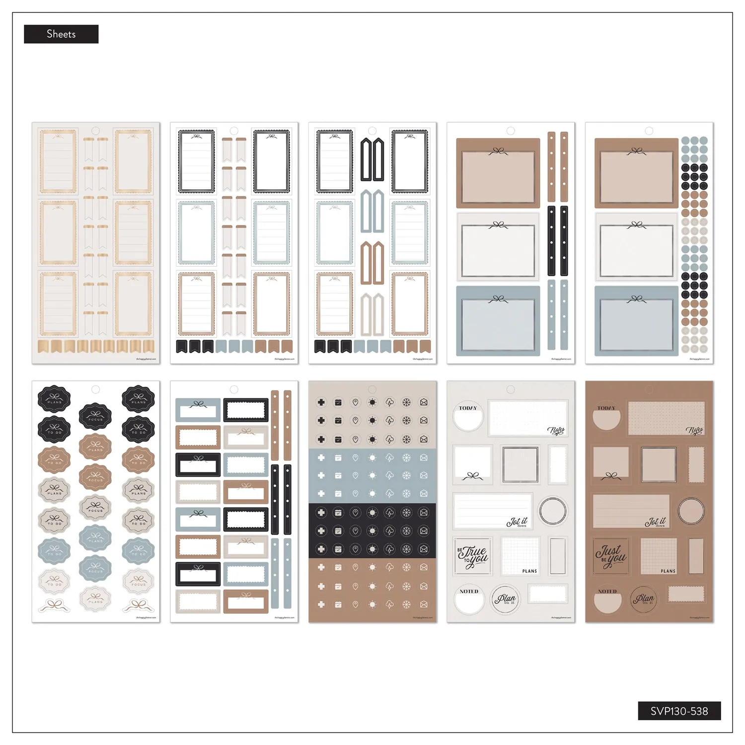 Happy Planner Haven & Heart stickers value pack 30 planches neutres