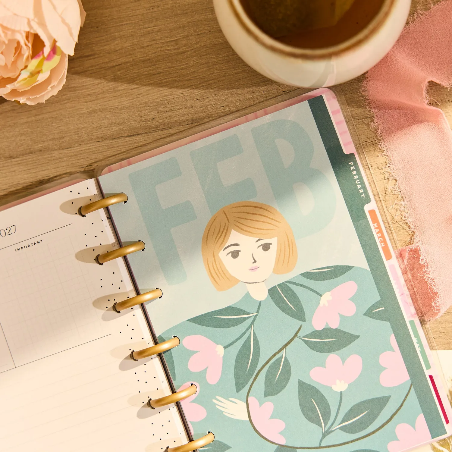Happy Planner Floral Embrace 2026-2027 agenda Mini horizontal