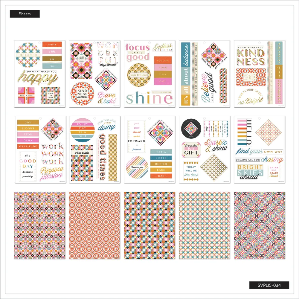 Happy Planner Homespun Large autocollants 15 pages cosy