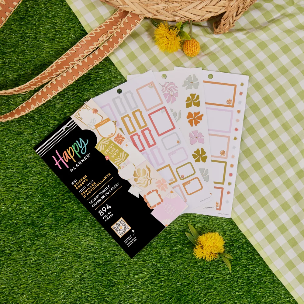 Happy Planner Desert Thistle stickers mini 894 floraux doré