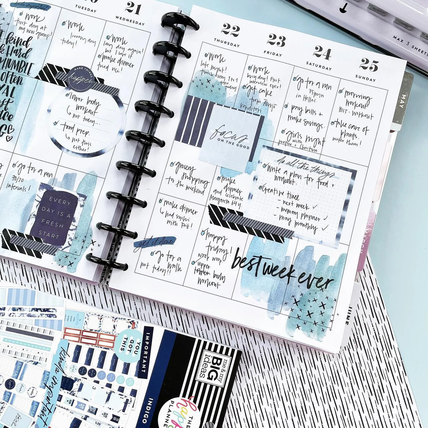 Happy Planner Indigo Tie Dye carnet stickers 500 pièces