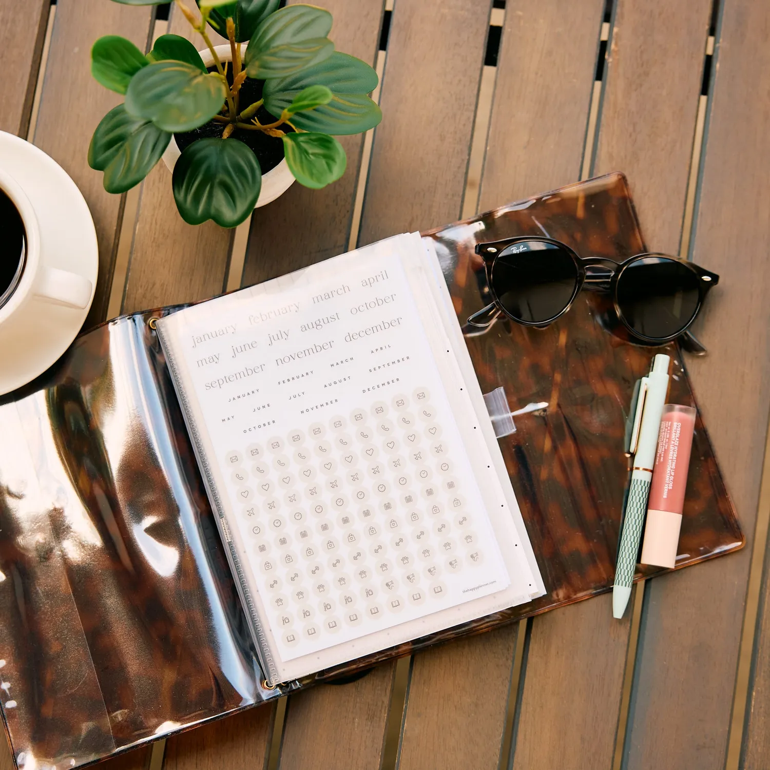 Happy Planner Amber Tortoise folio A5 rechargeable écaille