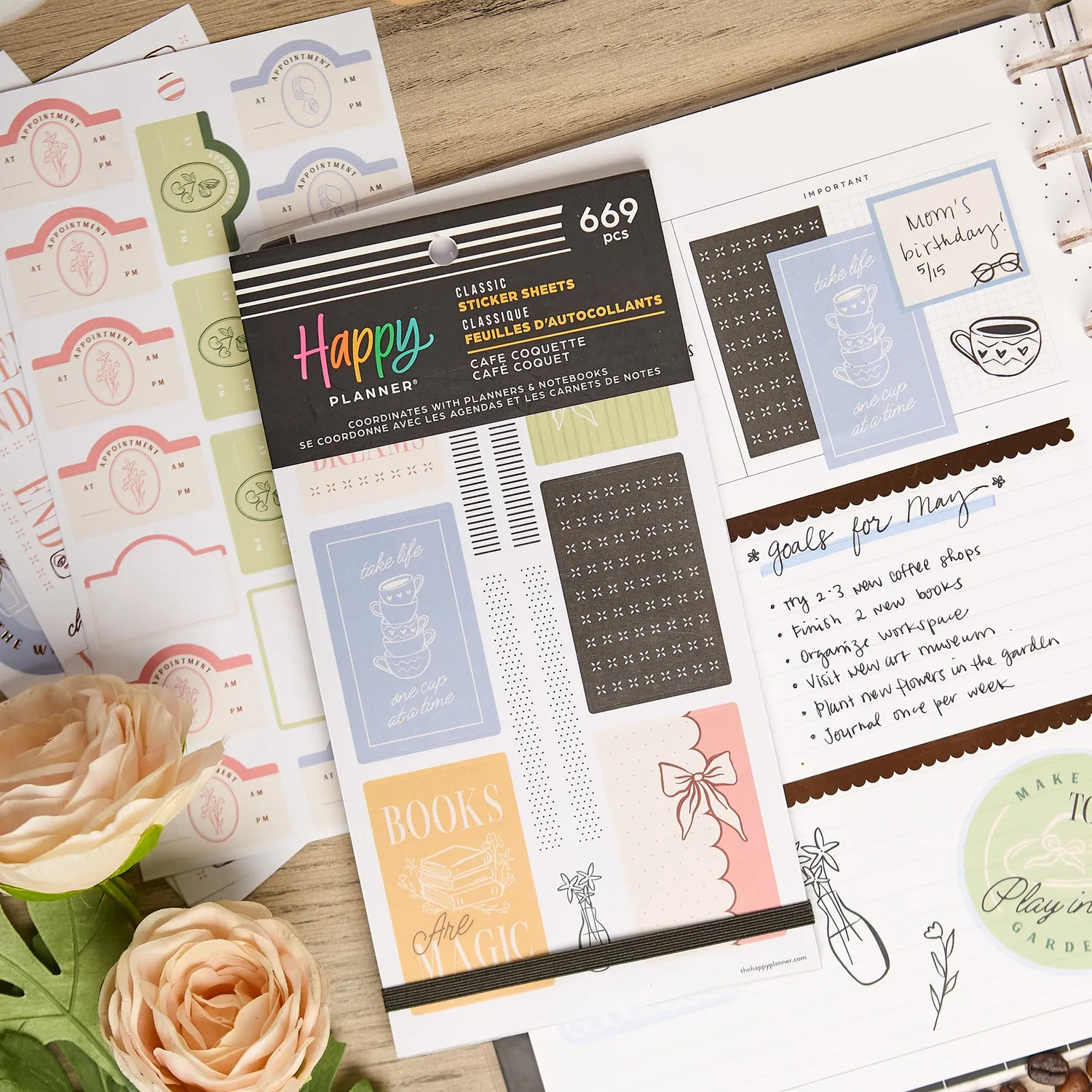 Happy Planner Café Coquette stickers value pack 30 feuilles