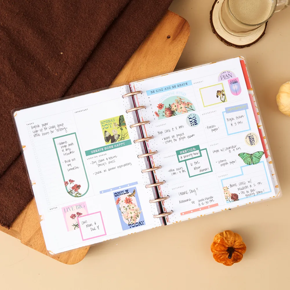 Happy Planner Cat Coq Retro Sunset agenda Classic dashboard non daté
