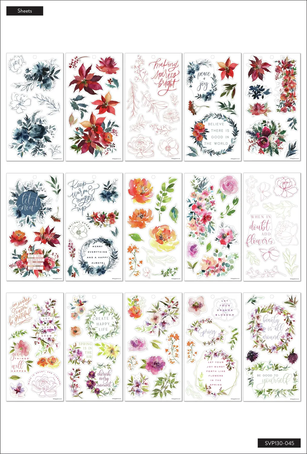Happy Planner Seasonal Florals stickers fleurs 229 pièces