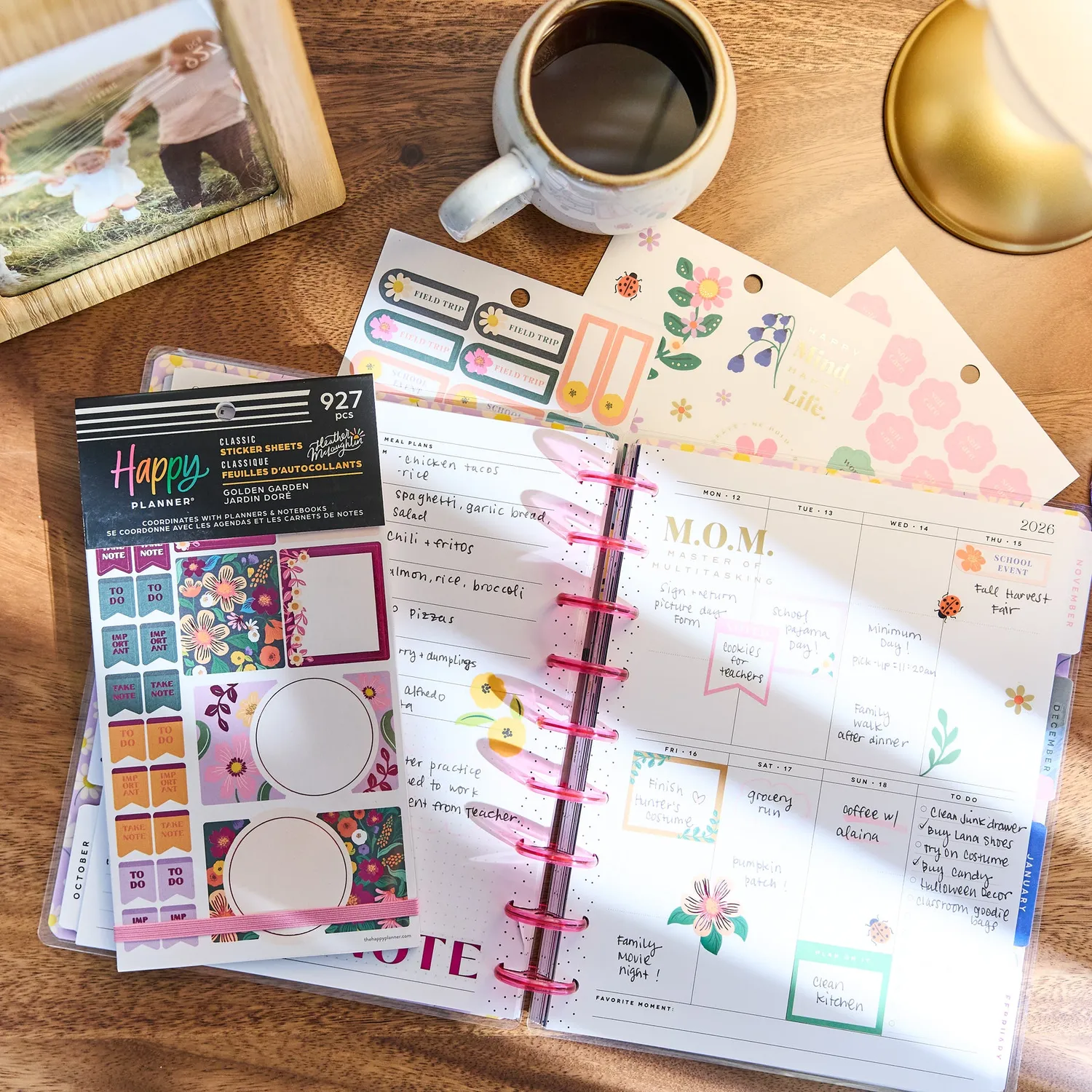 Happy Planner Golden Garden Mom stickers doré 30 planches maman