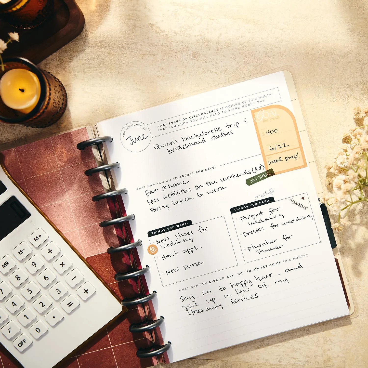 Happy Planner Amber Oak journal budget guidé 80 feuilles